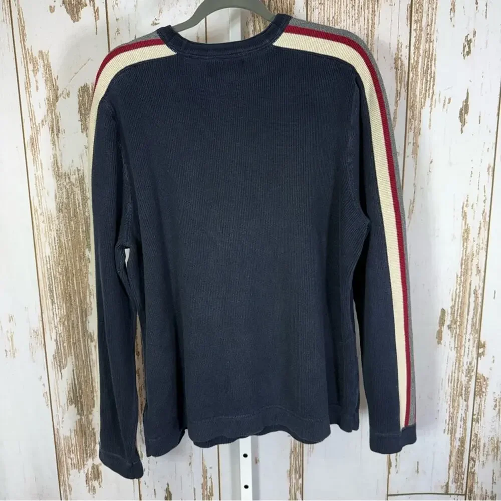 Eddie Bauer Men's Crewneck Sweater - Navy with Red and White Accents. Size Large - Picture 5 of 5